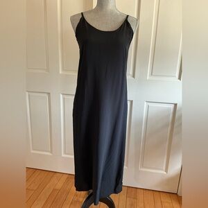 Everlane Black Slip Midi Dress with Thin Straps